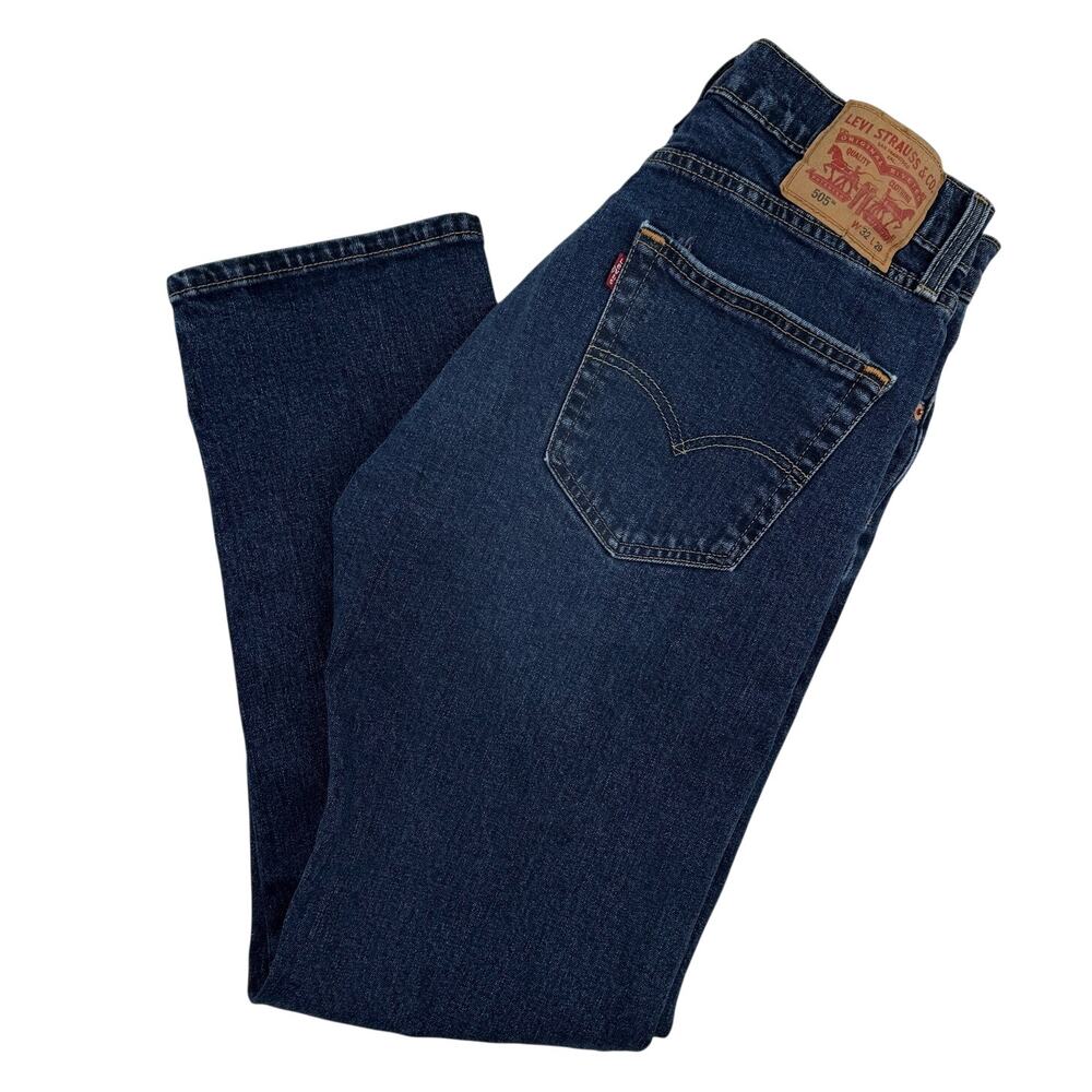 Levi's 505 Denim Jeans Straight Leg W32 L29 Dark Blue Wash Casual Classic
